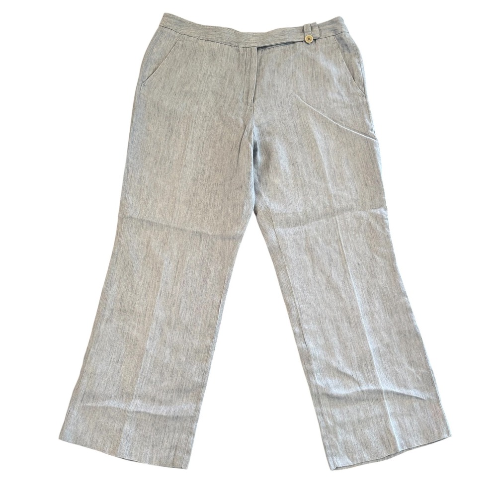 Faconnable 10 (34x25) Blue Linen Wide Leg‎ Cropped Women's Pants